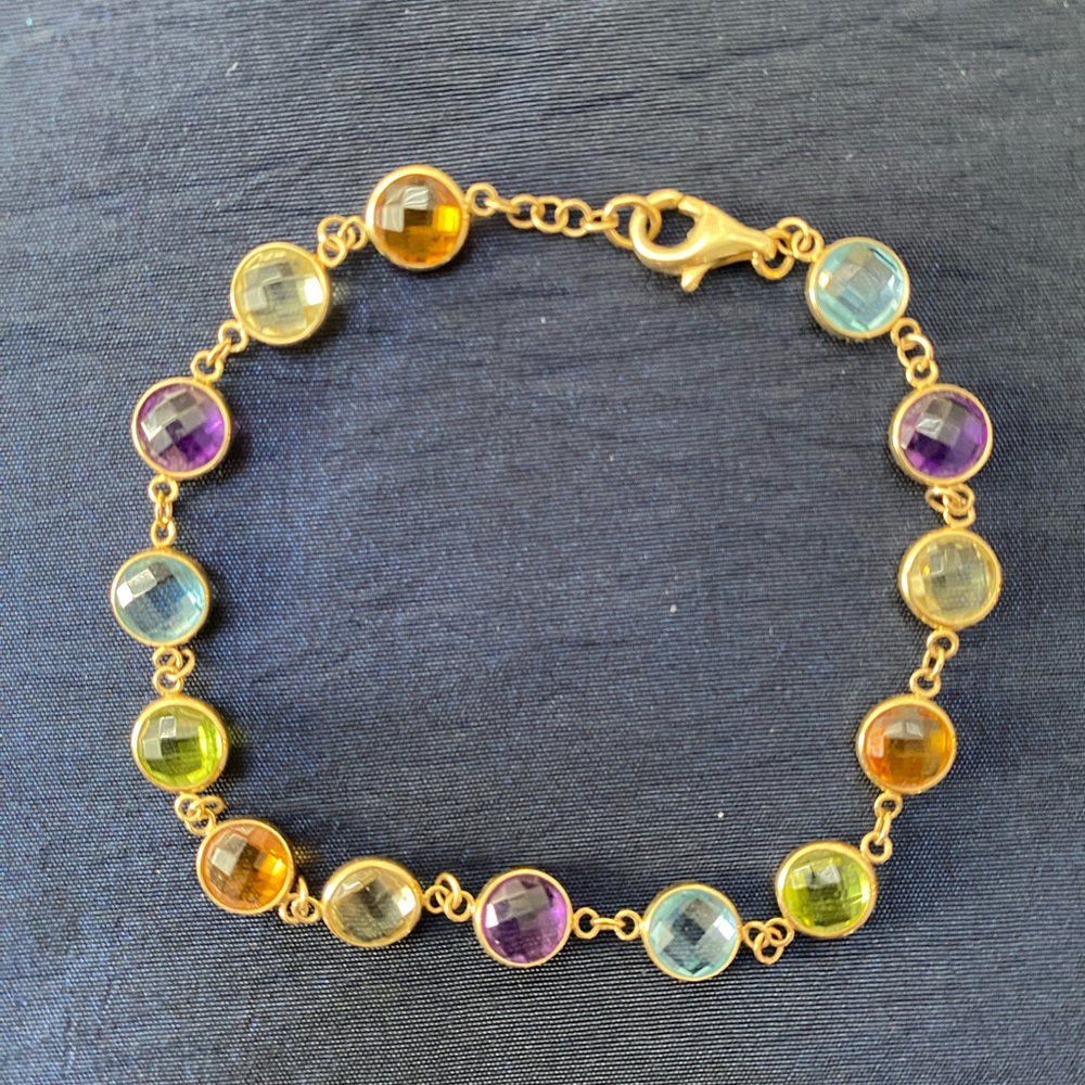 Effy 14K Yellow Gold Multi Semi Precious Bracelet!
New! 7” Long…